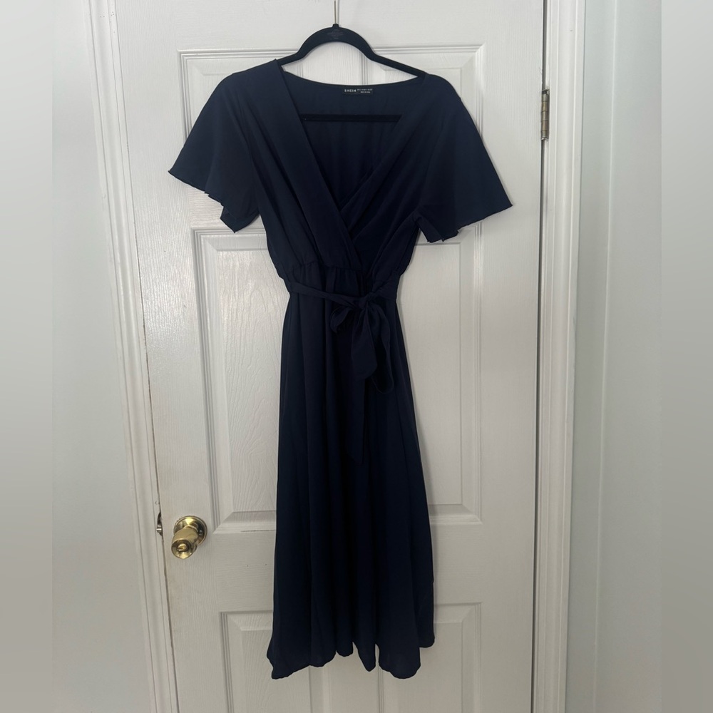 Navy Tie Waist Dress